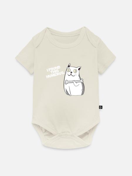 Katze Knochen Humerus - Baby Premium Kurzarmbody - Naturweiß