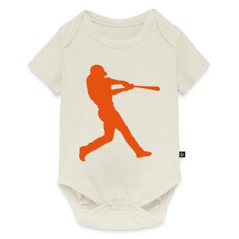 baseball batte frappe silhouette - Body à manches courtes Premium Bébé - blanc cassé - Devant