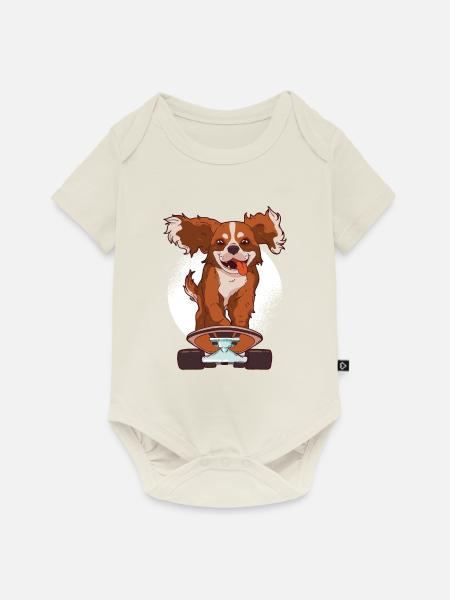Cavalier dog skater - Baby Premium Kurzarmbody - Naturweiß