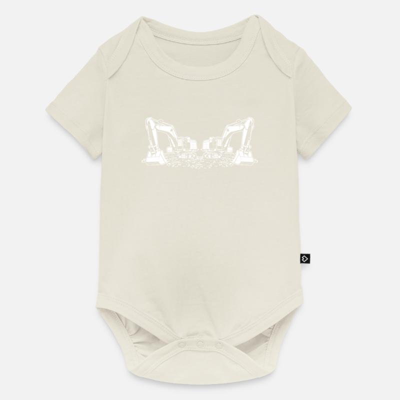 Bagger Baustelle - Baby Premium Kurzarmbody - Naturweiß
