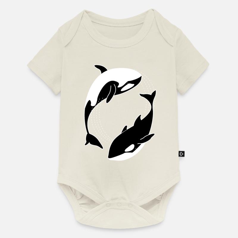 Baleine poisson mer drôles de phrases - Body à manches courtes Premium Bébé - blanc cassé