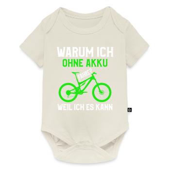 Warum mich ohne Akku fahre Fahrrad Anti E-Bike - Baby Premium Kurzarmbody - Naturweiß - Vorne