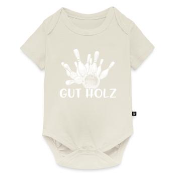 Bowling Kegeln Gut Holz Pins Kegel Bowlingkugel - Baby Premium Kurzarmbody - Naturweiß - Vorne