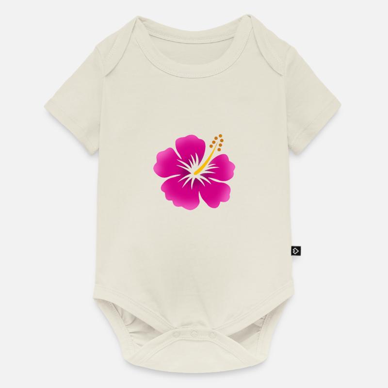 Fleur d’Hibiscus - Body à manches courtes Premium Bébé - blanc cassé