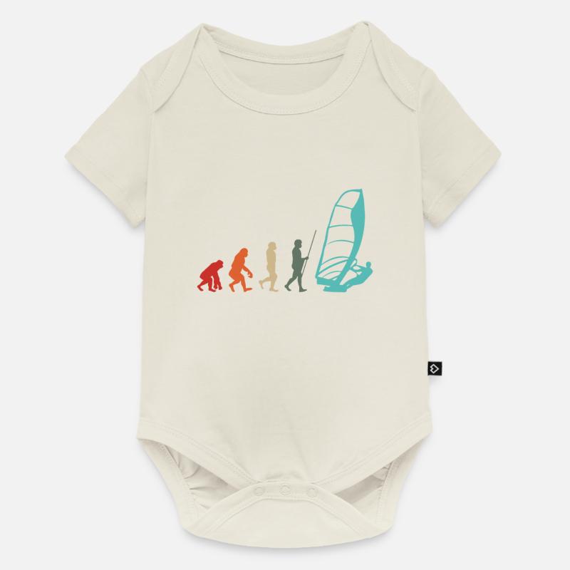 Windsurfer Retro Surfer Windsurfing Evolution - Body à manches courtes Premium Bébé - blanc cassé