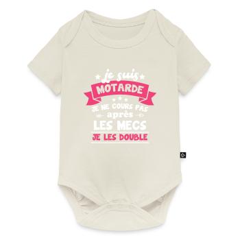Je suis motarde, je ne cours pas après les mecs - Body à manches courtes Premium Bébé - blanc cassé - Devant