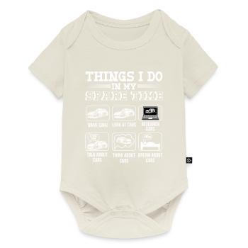 Funny Spare Time I Think About Cars - Baby Premium Kurzarmbody - Naturweiß - Vorne