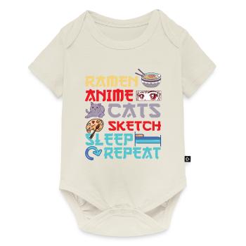 Ramen Anime Cats Sketch Sleep - Baby Premium Kurzarmbody - Naturweiß - Vorne