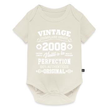 Cadeau D'anniversaire Vintage Fabriqué En 2008 - Body à manches courtes Premium Bébé - blanc cassé - Devant