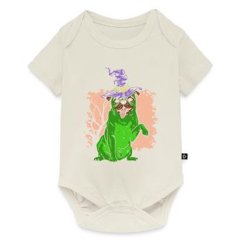 Cute Dog Pug In Witch Costume - Baby Premium Kurzarmbody - Naturweiß - Vorne