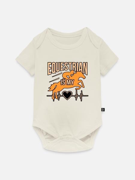 Reiter-lustiges Reiten-mädchen-geschenk - Baby Premium Kurzarmbody - Naturweiß