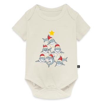 Cute Sharks Xmas Tree - Baby Premium Kurzarmbody - Naturweiß - Vorne