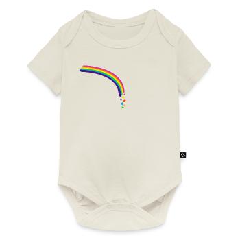 Kidcore Regenbogen Sterne bunt Farben Geschenk - Baby Premium Kurzarmbody - Naturweiß - Vorne