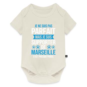 Je suis supporter de Marseille - Body à manches courtes Premium Bébé - blanc cassé - Devant