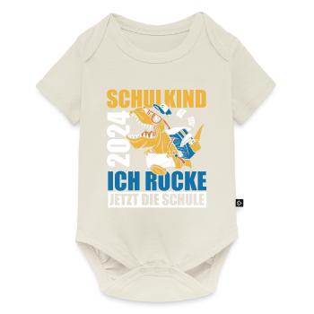 Schulanfang 2024 Dino Dinosaurier Einschulung Schu - Baby Premium Kurzarmbody - Naturweiß - Vorne
