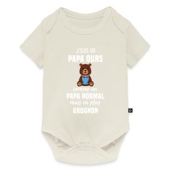 Je suis un papa ours comme un papa normal cadeau - Body à manches courtes Premium Bébé - blanc cassé - Devant