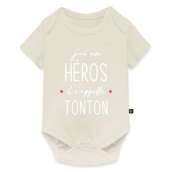 J'ai un héros il s'appelle tonton - Body à manches courtes Premium Bébé - blanc cassé - Devant