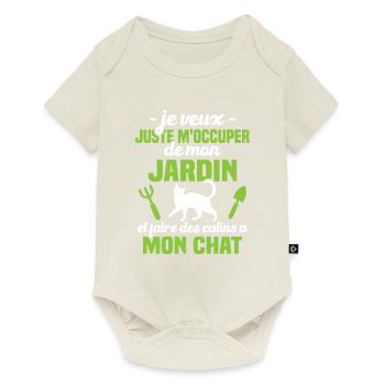 M'occuper de mon jardin - Cadeau jardinier chat - Body à manches courtes Premium Bébé - blanc cassé - Devant