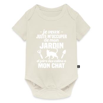 M'occuper de mon jardin - Cadeau jardinier chat - Body à manches courtes Premium Bébé - blanc cassé - Devant