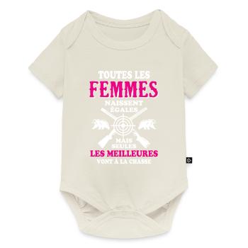 Les meilleures femmes vont á la chasse - Body à manches courtes Premium Bébé - blanc cassé - Devant