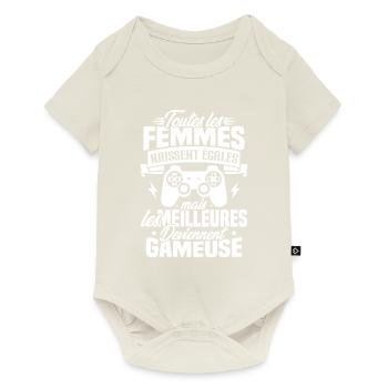 Les meilleures femmes deviennent gameuse - Body à manches courtes Premium Bébé - blanc cassé - Devant