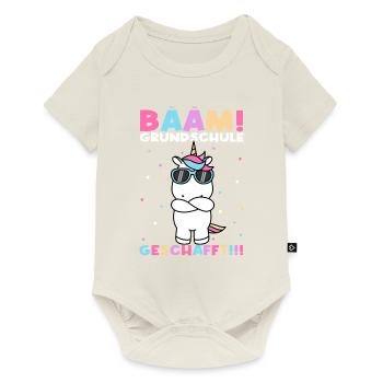 BÄÄM Grundschule Geschafft - Abschluss Geschenk Sc - Baby Premium Kurzarmbody - Naturweiß - Vorne