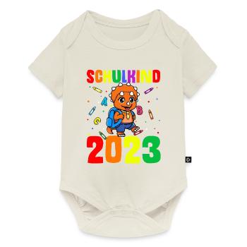 Schulkind 2023 - Dino Design Schule Schulanfang Er - Baby Premium Kurzarmbody - Naturweiß - Vorne