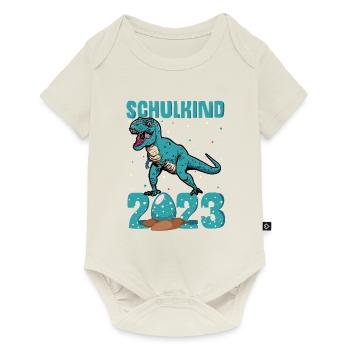 Schulkind 2023 - Dino Design Schule Schulanfang Er - Baby Premium Kurzarmbody - Naturweiß - Vorne