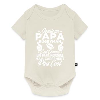 Je suis un papa rugbyman - Body à manches courtes Premium Bébé - blanc cassé - Devant