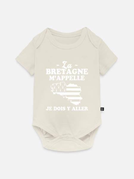 La bretagne m'appelle humour breton homme - Body à manches courtes Premium Bébé - blanc cassé