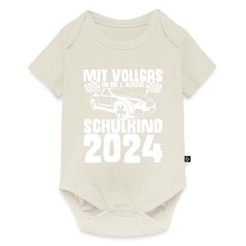 Mit Vollgas in die 1. Klasse, Schulkind 2024 - Ren - Baby Premium Kurzarmbody - Naturweiß - Vorne