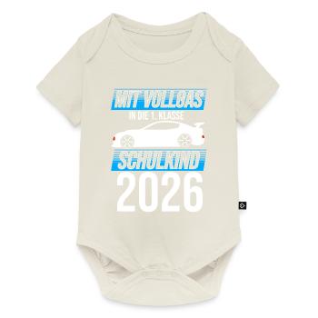Mit Vollgas in die 1. Klasse, Schulkind 2026 - Ren - Baby Premium Kurzarmbody - Naturweiß - Vorne