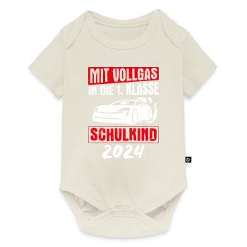 Mit Vollgas in die 1. Klasse, Schulkind 2024 - Ren - Baby Premium Kurzarmbody - Naturweiß - Vorne
