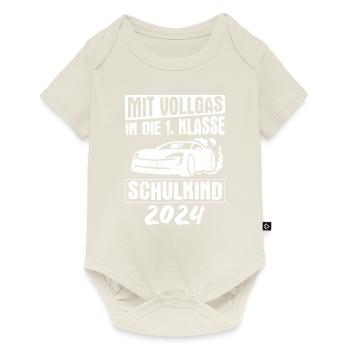 Mit Vollgas in die 1. Klasse, Schulkind 2024 - - Baby Premium Kurzarmbody - Naturweiß - Vorne