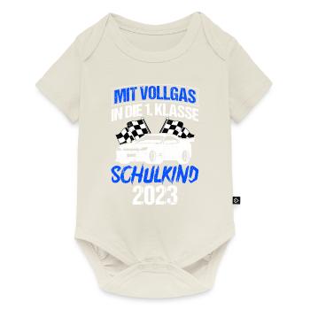Mit Vollgas in die 1. Klasse, Schulkind 2023 - Ren - Baby Premium Kurzarmbody - Naturweiß - Vorne
