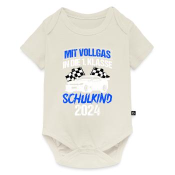 Mit Vollgas in die 1. Klasse, Schulkind 2024 - - Baby Premium Kurzarmbody - Naturweiß - Vorne