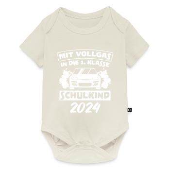Mit Vollgas in die 1. Klasse, Schulkind 2024 - Ren - Baby Premium Kurzarmbody - Naturweiß - Vorne
