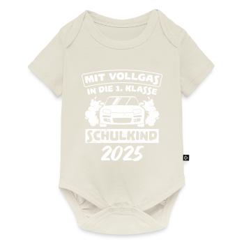 Mit Vollgas in die 1. Klasse, Schulkind 2025 - - Baby Premium Kurzarmbody - Naturweiß - Vorne