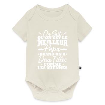 Le meilleur papa quand on a deux fille - Body à manches courtes Premium Bébé - blanc cassé - Devant