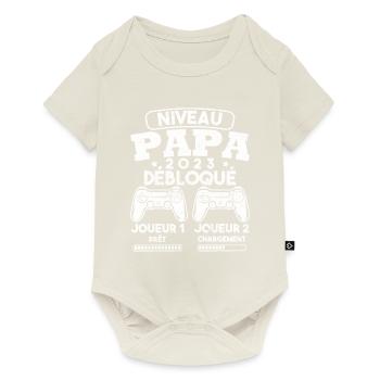 Niveau papa débloqué futur père 2023 - Body à manches courtes Premium Bébé - blanc cassé - Devant