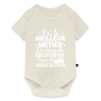 Papa et Agriculteur - Humour papa agriculteur - Body à manches courtes Premium Bébé - blanc cassé - Devant