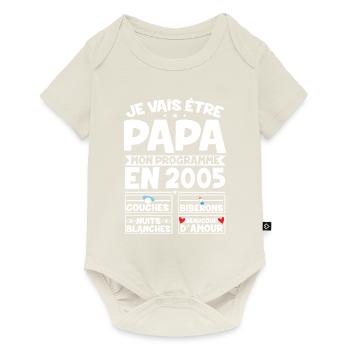 Je vais être papa mon programme en 2025 - Body à manches courtes Premium Bébé - blanc cassé - Devant