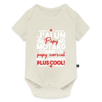 J ai un papy motard comme un papy normal - Body à manches courtes Premium Bébé - blanc cassé - Devant