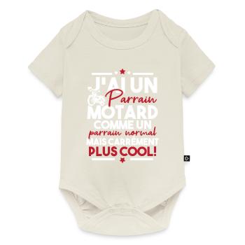 J ai un parrain motard comme un parrain normal - Body à manches courtes Premium Bébé - blanc cassé - Devant