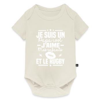 Papa cool j aime mes enfants et le rugby - Body à manches courtes Premium Bébé - blanc cassé - Devant