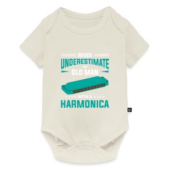 Never Underestimate Old Man With Harmonica - Baby Premium short-sleeve bodysuit - off white - Front