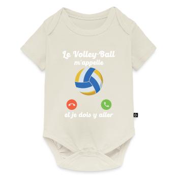Volley-ball appelle et je dois y aller - Body à manches courtes Premium Bébé - blanc cassé - Devant
