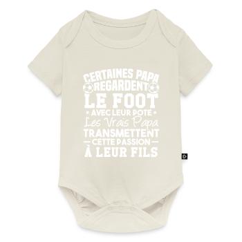 Papas passion foot transmettent à leur fils - Body à manches courtes Premium Bébé - blanc cassé - Devant