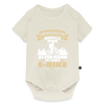 Alten mann mit einem e bike - Baby Premium Kurzarmbody - Naturweiß - Vorne