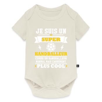 Je suis un super handballeur - Body à manches courtes Premium Bébé - blanc cassé - Devant